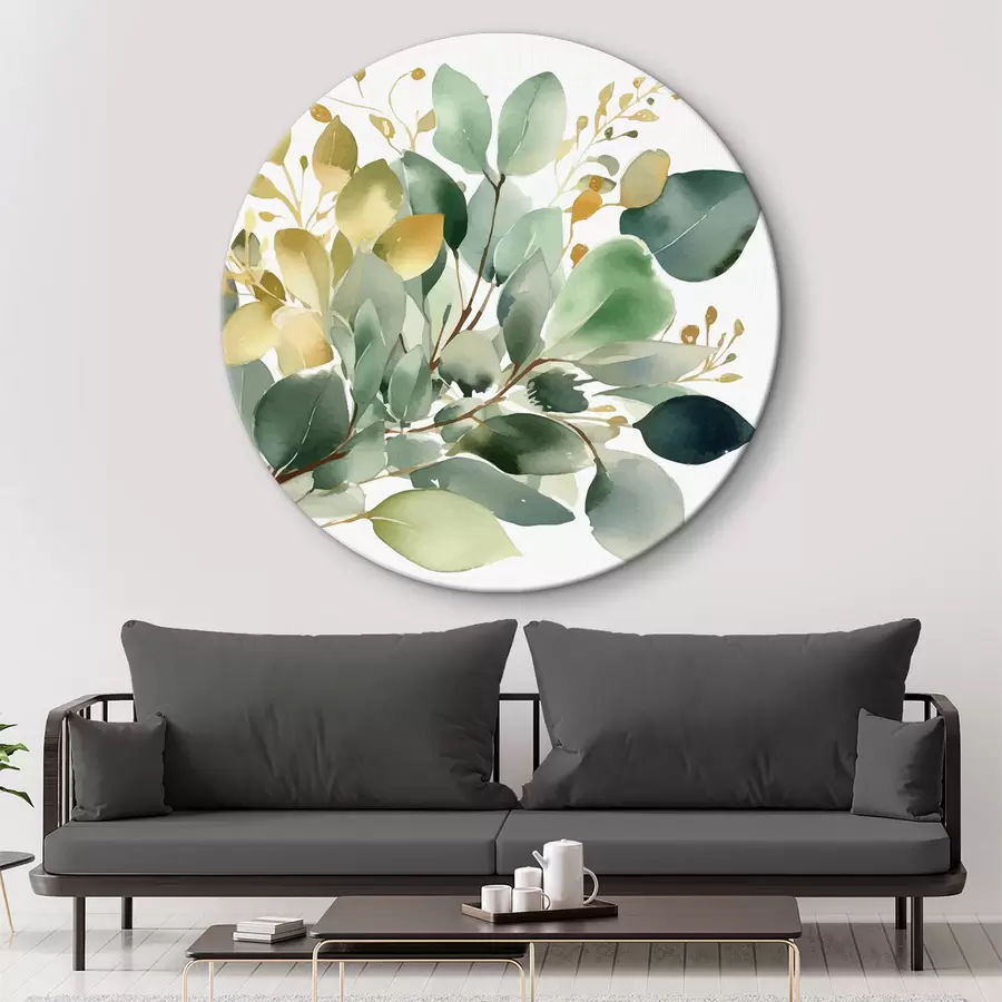 murales de pared Ramo de ramas de eucalipto en estilo acuarela r36365