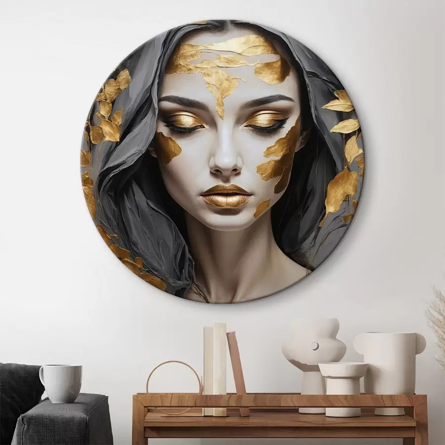 murales de pared Hermosa mujer cubierta de pintura dorada r37326