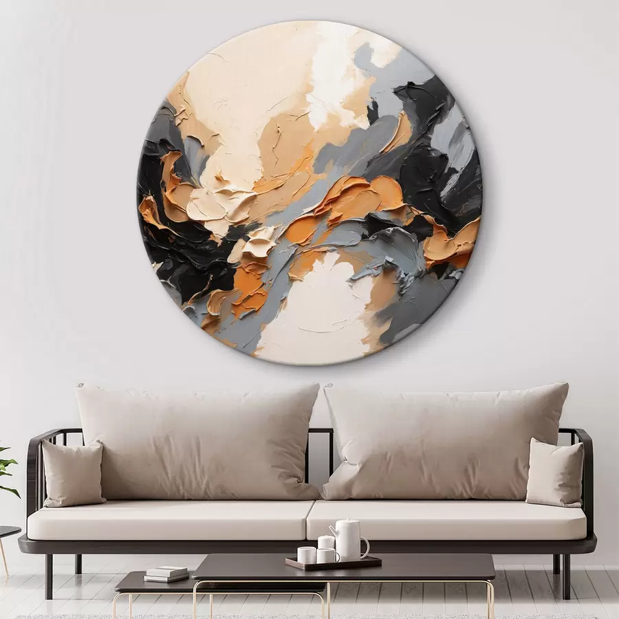 murales de pared Pintura abstracta al óleo con pintura negra, azul y beige r37328