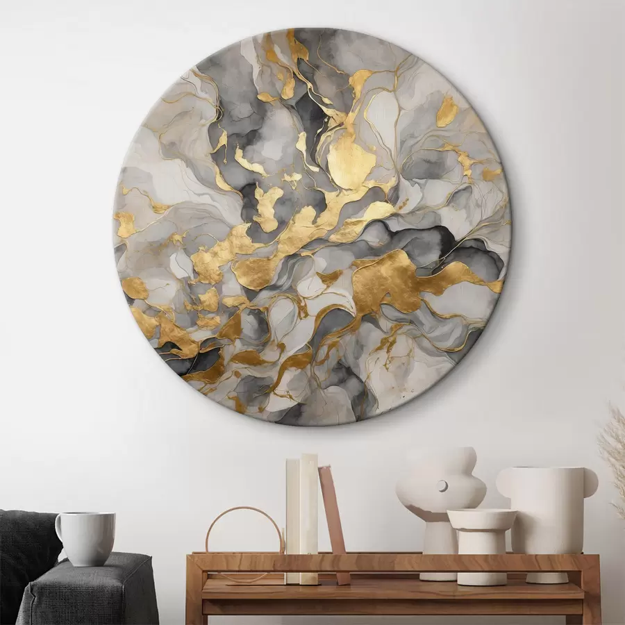 murales de pared Abstracción con acuarelas azules y doradas r37331