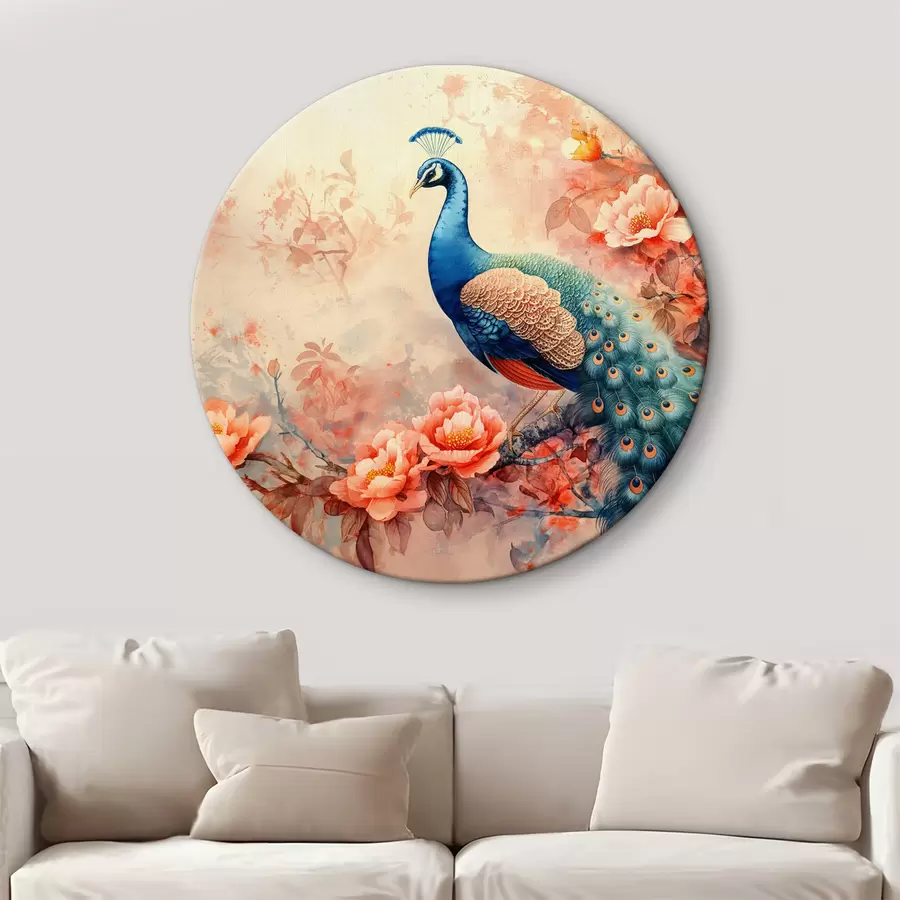 murales de pared pavo real en flores r38454