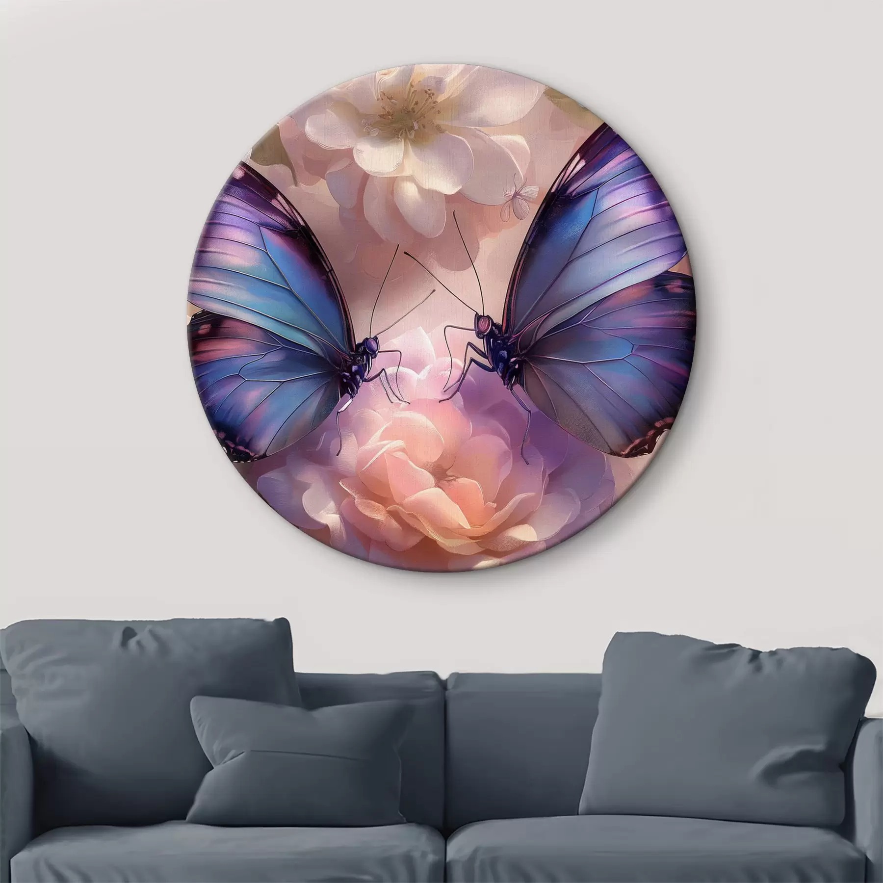 murales de pared Dos mariposas en flores en estilo acuarela r38534