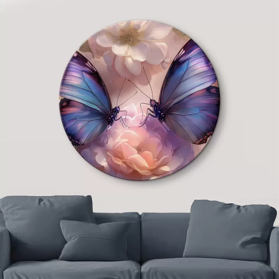 murales de pared Dos mariposas en flores en estilo acuarela r38534