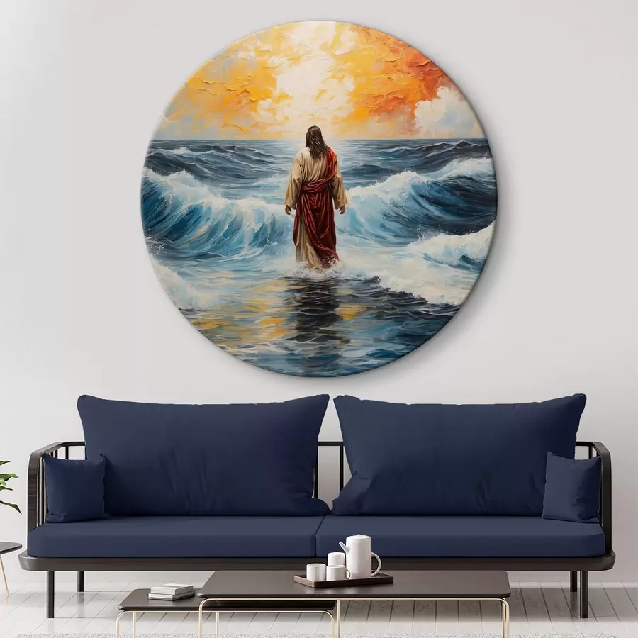murales de pared Jesucristo caminando sobre el mar embravecido r38613