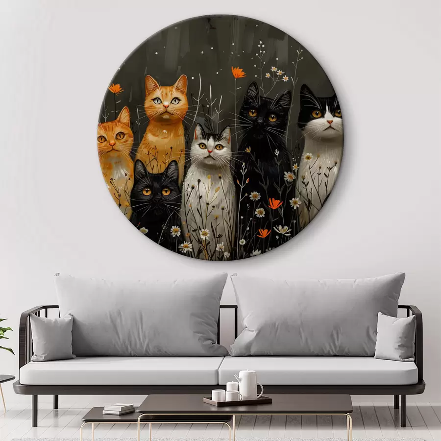 murales de pared gatos en flores r38798