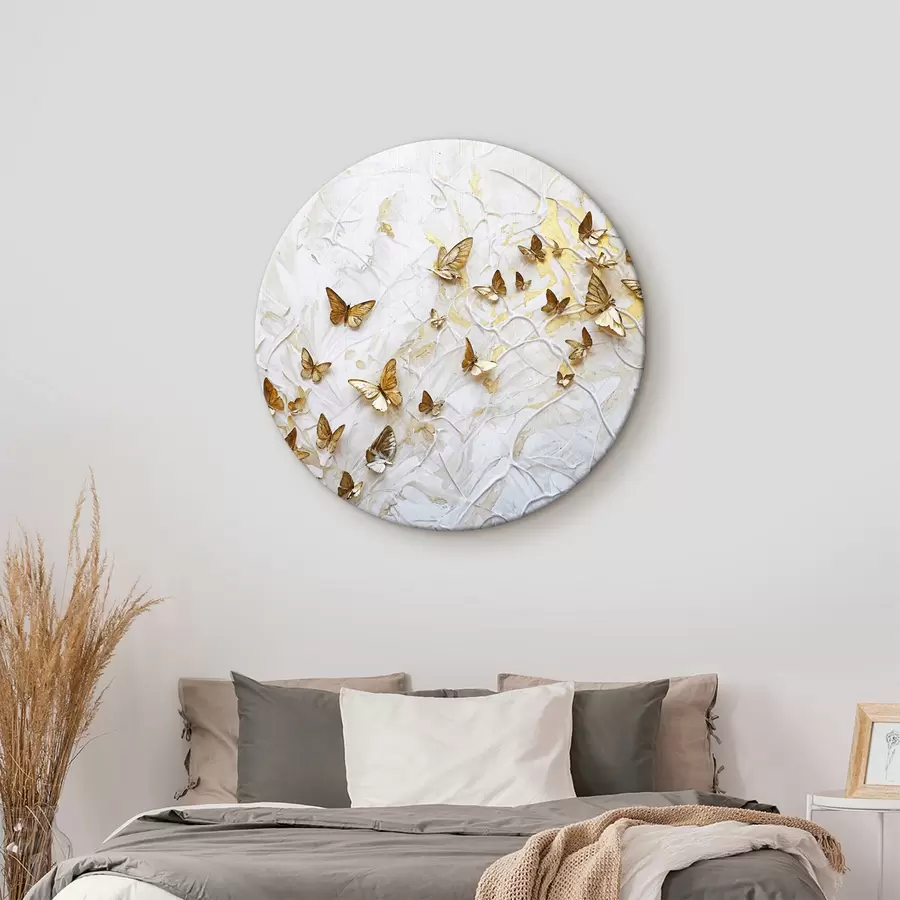 murales de pared Un gran grupo de mariposas sobre fondo blanco, creando un bello e intrincado dibujo r38970