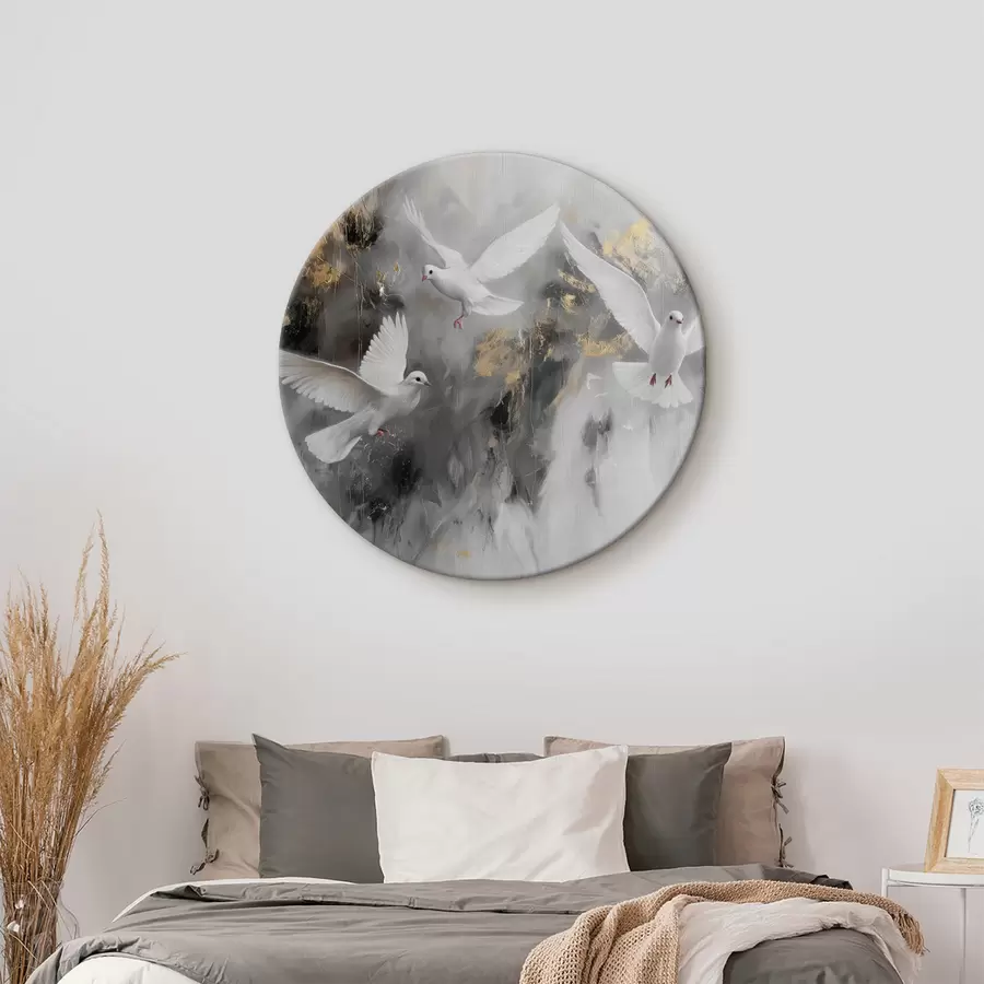 murales de pared Palomas blancas sobre fondo gris r39101