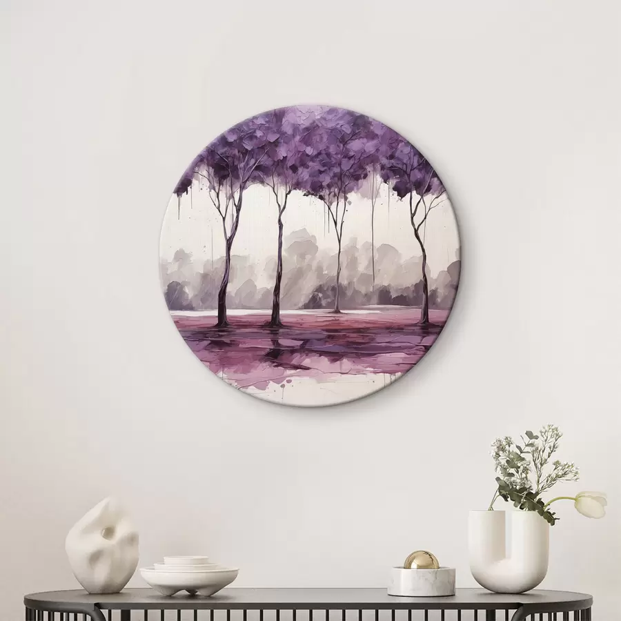 murales de pared Árboles con hojas de color púrpura sobre fondo abstracto r39155