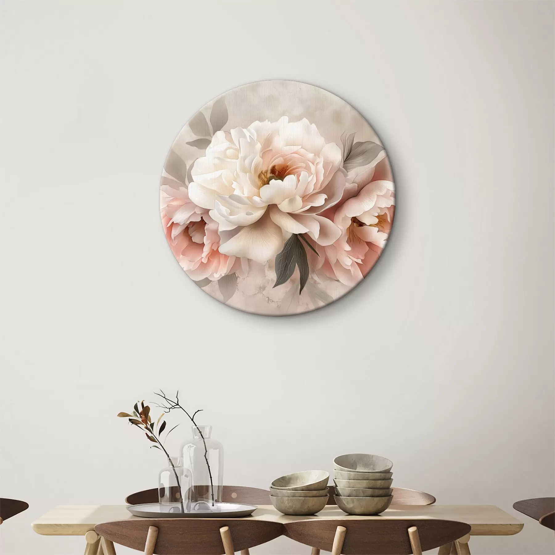 murales de pared ramo abstracto de peonías en tonos rosados r39324