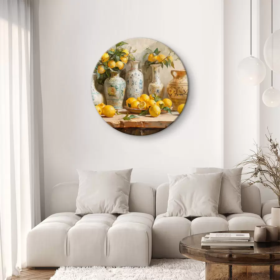 murales de pared Limones y jarrones antiguos sobre la mesa r39833
