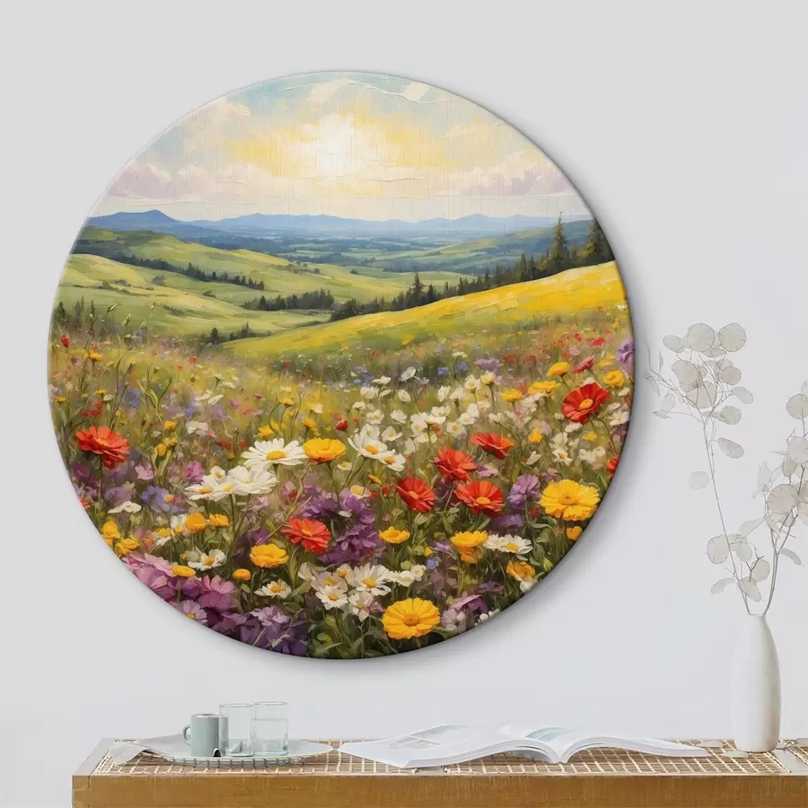 murales de pared Campo de flores al atardecer r40073