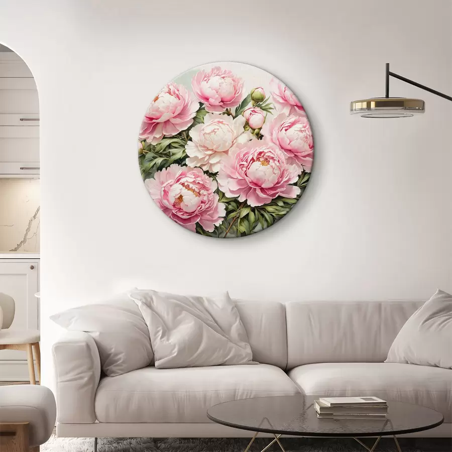 murales de pared Flores y hojas rosas sobre fondo azul-blanco r40074