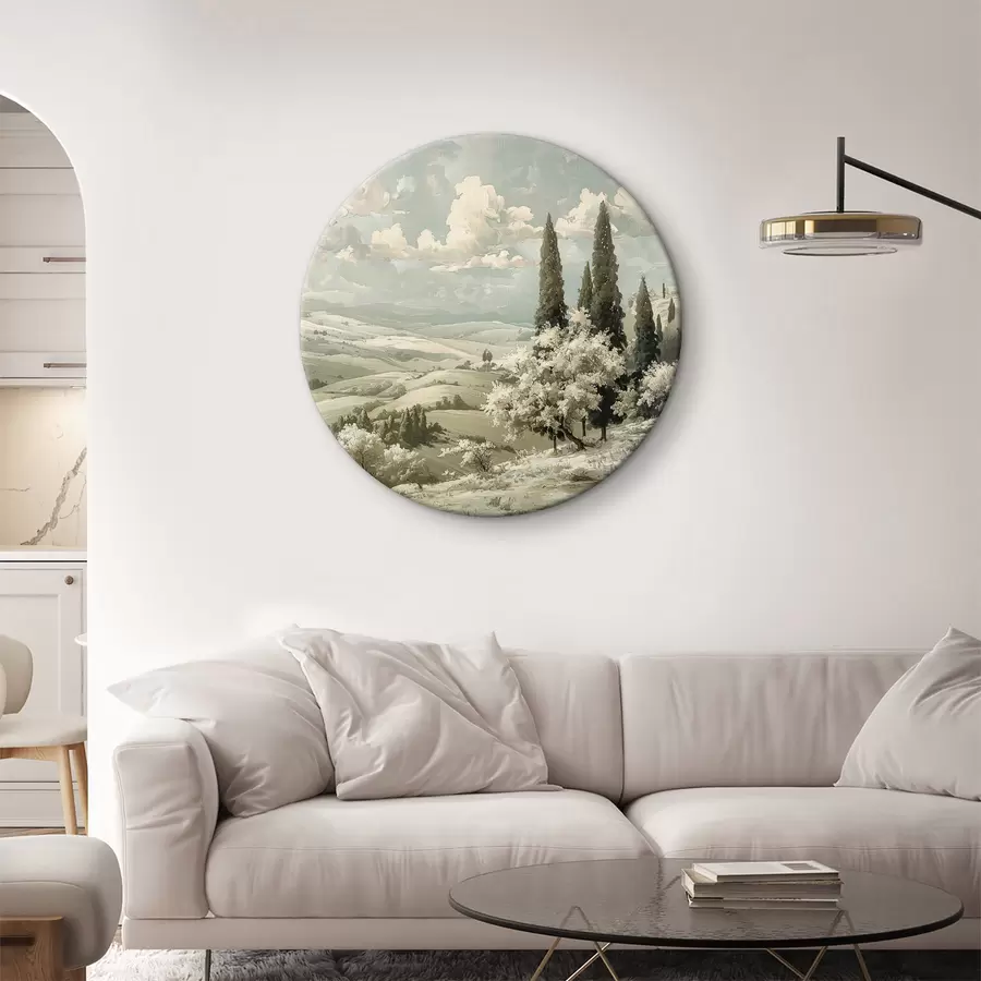 murales de pared Paisaje de verano, estilo vintage, colores pastel, dibujo acrílico, castillo r40084