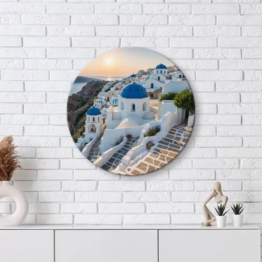 murales de pared La isla de Santorini, Grecia. La ciudad está construida sobre una ladera con vistas al mar Egeo r40160