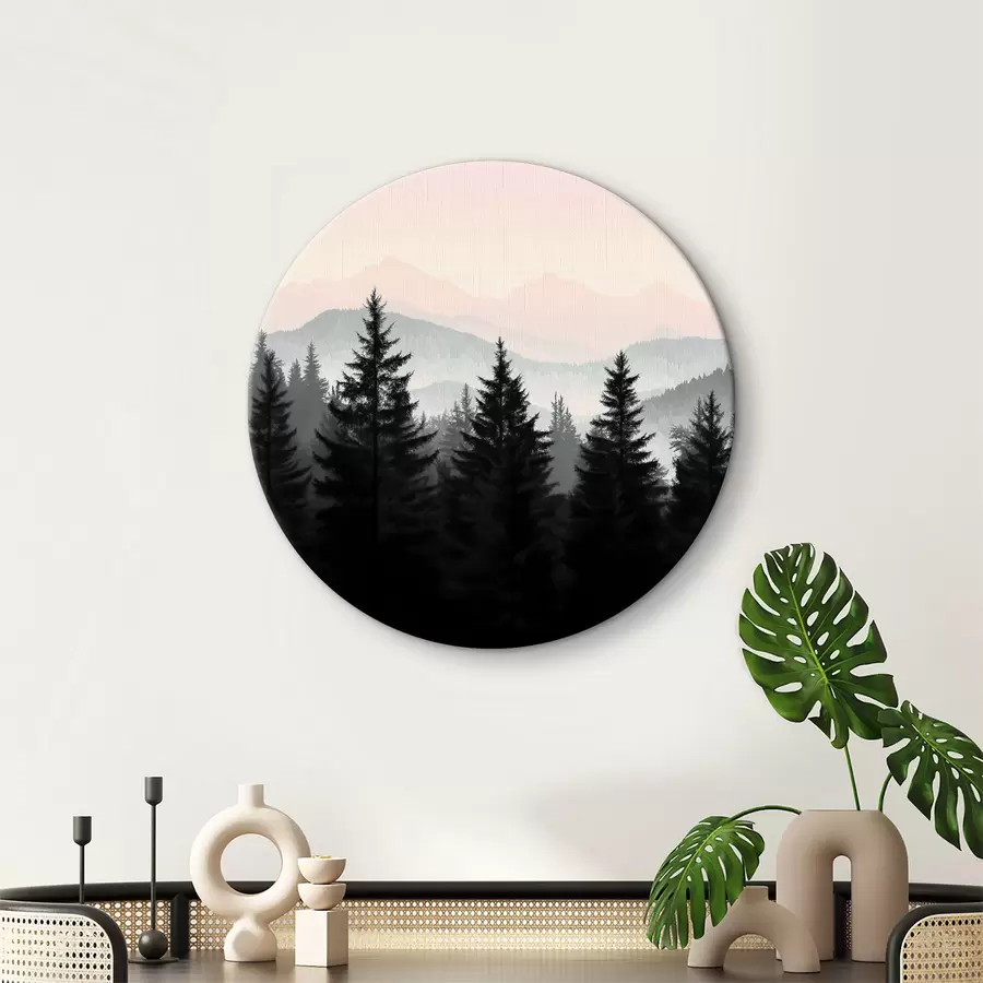 murales de pared Bosque con montañas al fondo r40281
