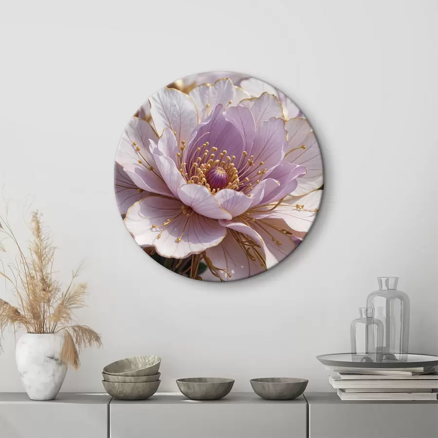 murales de pared Un primer plano de una gran flor de peonía de color rosa pálido con pétalos delicados y un centro de color amarillo brillante r40384