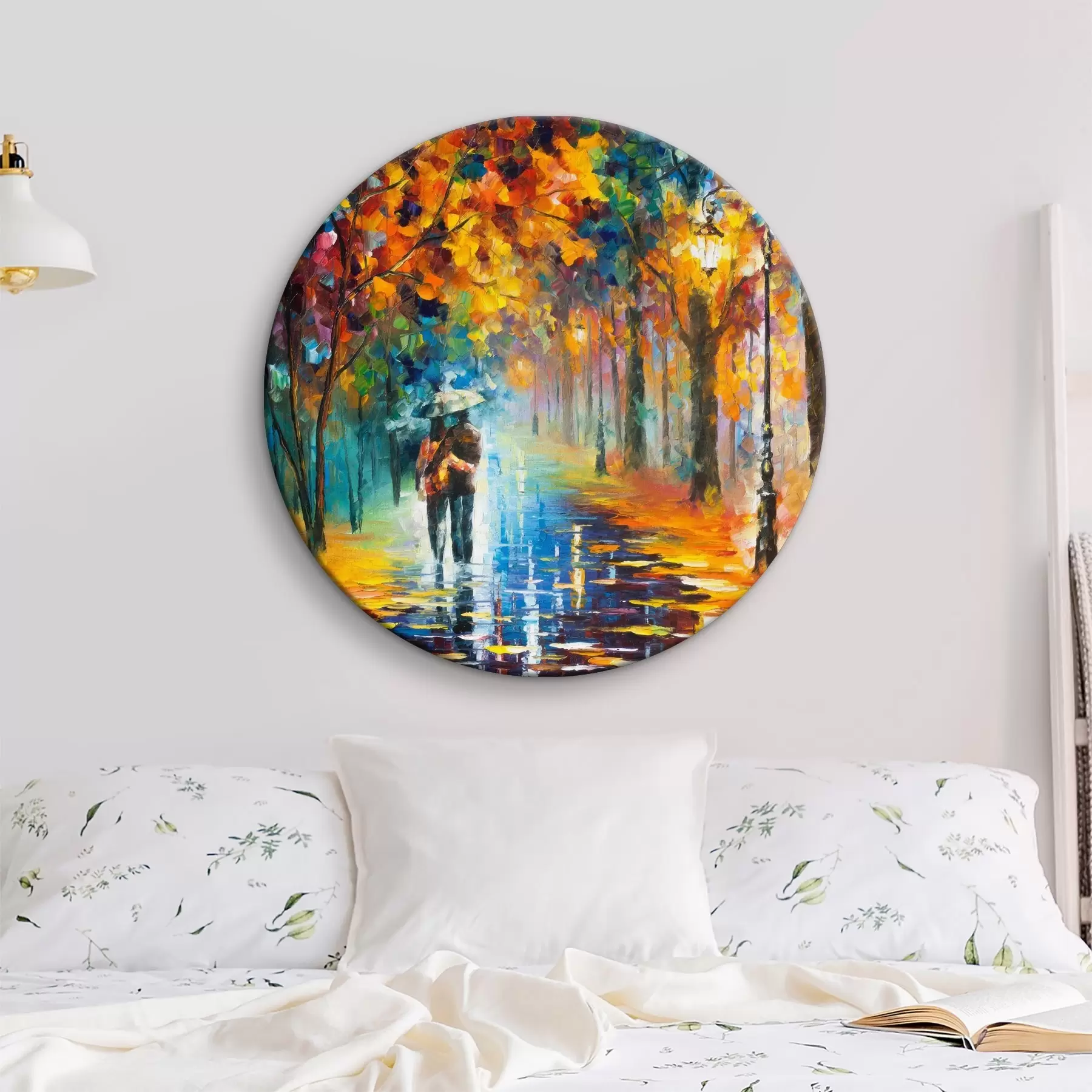 murales de pared Pareja bajo un paraguas, otoño r15186