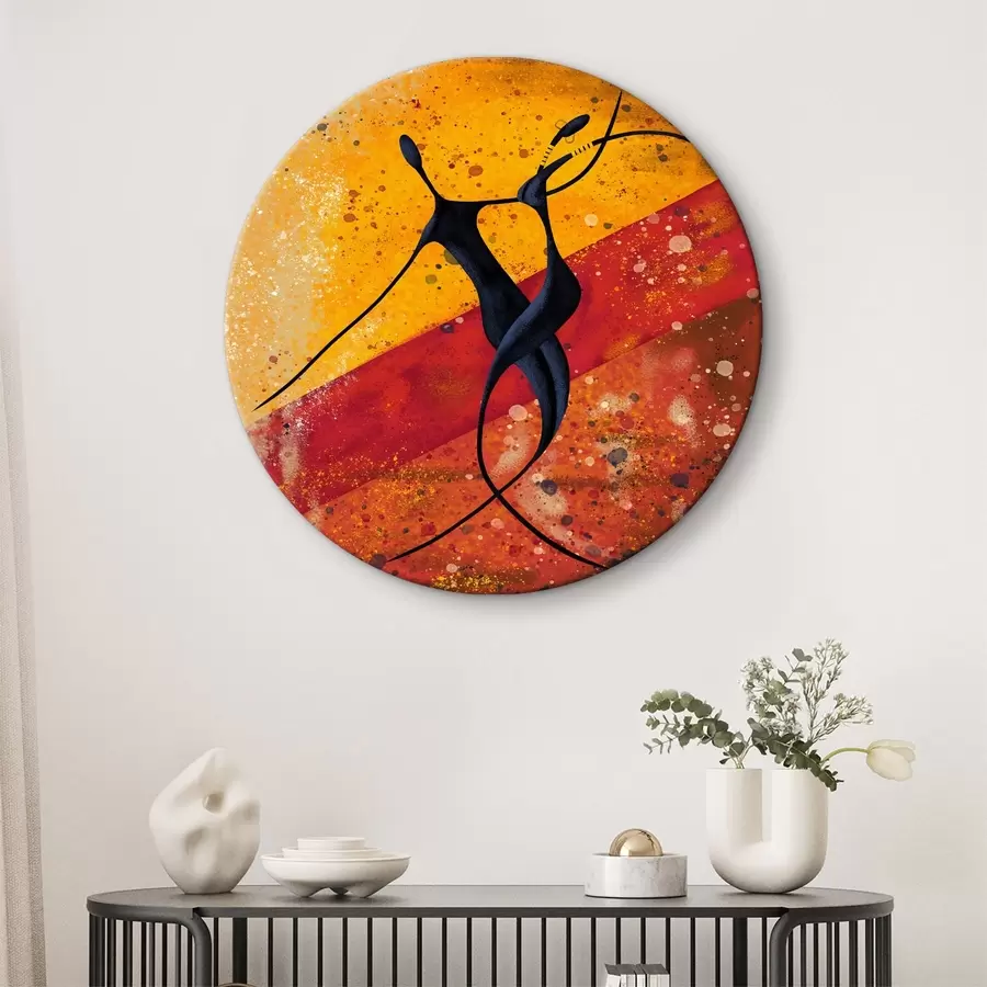 murales de pared Danza de siluetas, estilo africano r28768