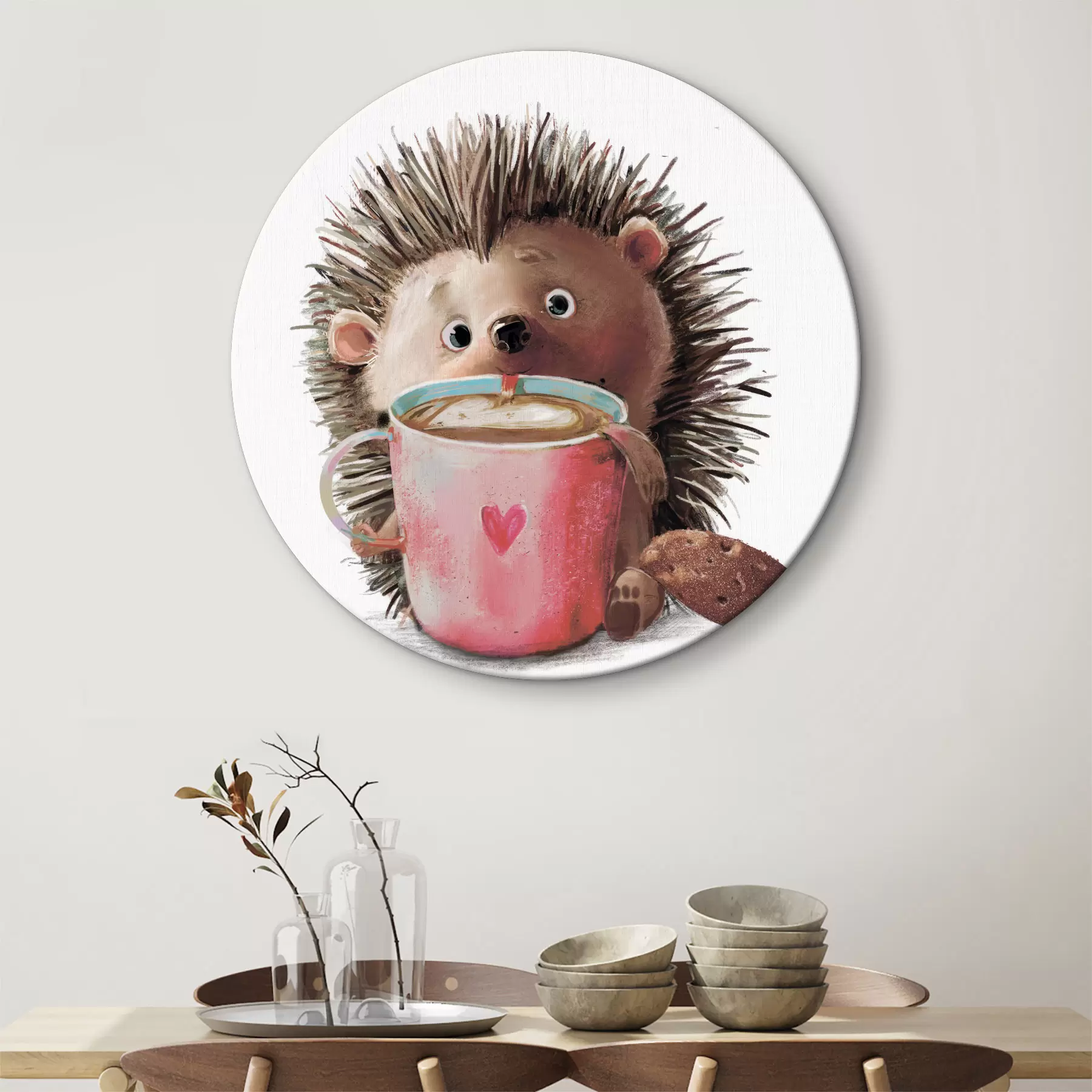 murales de pared Erizo y una taza de café r35039