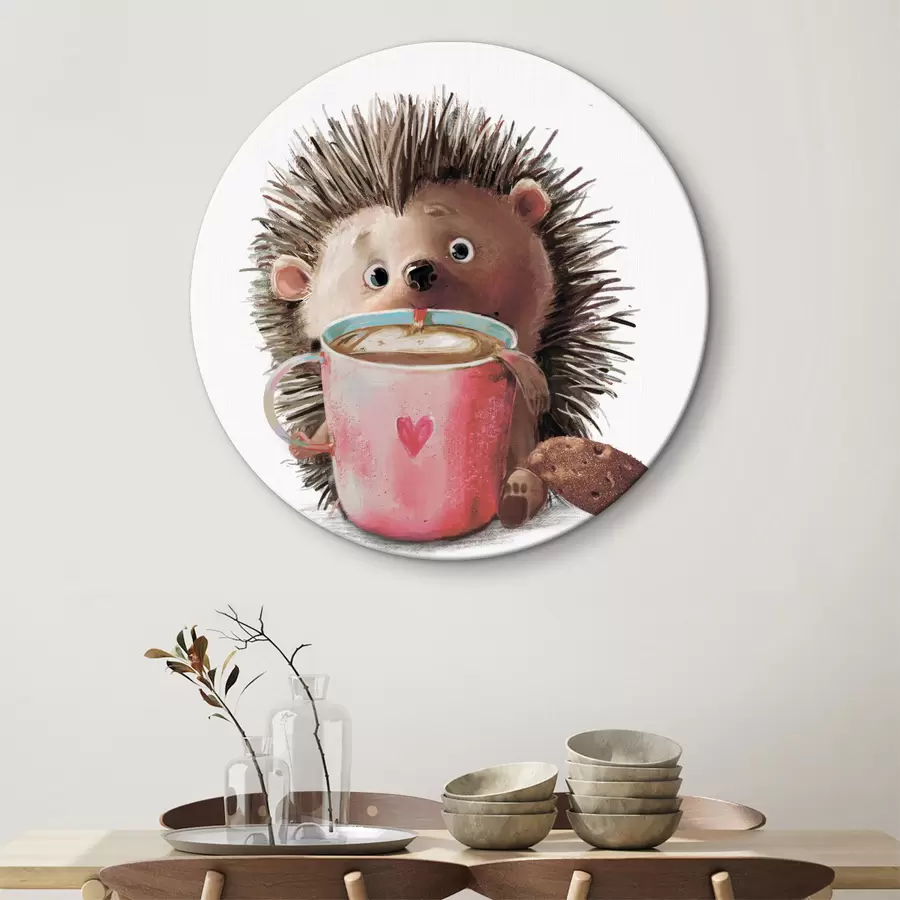 murales de pared Erizo y una taza de café r35039