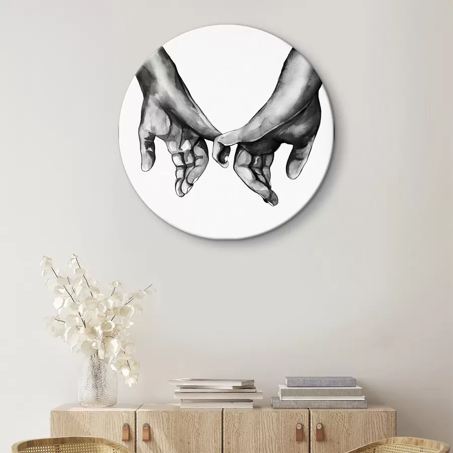 murales de pared Blanco y negro tomados de la mano sobre fondo blanco r36848