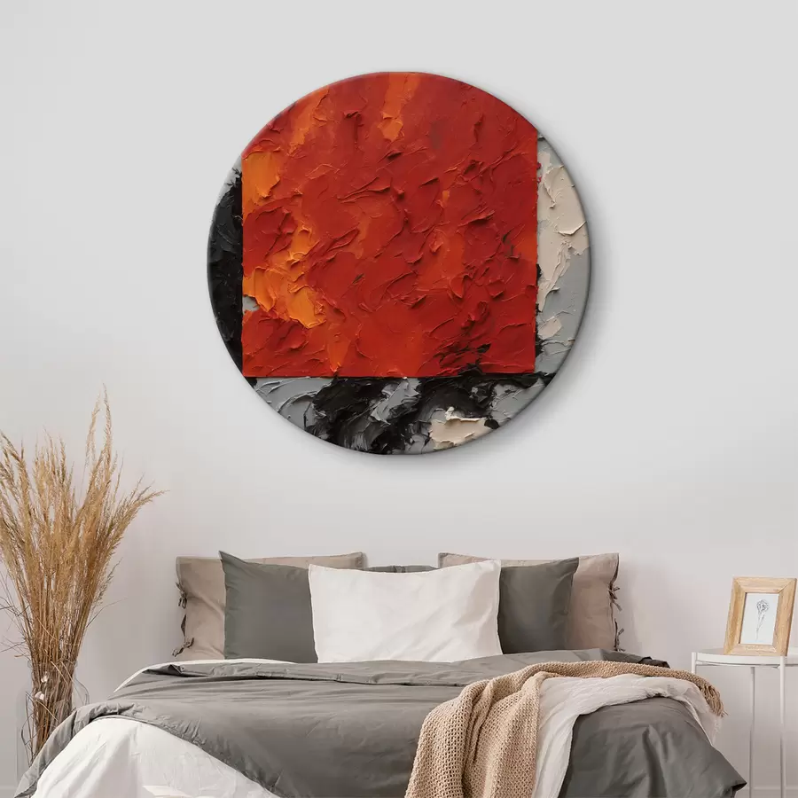 murales de pared Pintura al óleo abstracta con cuadrado rojo r37167