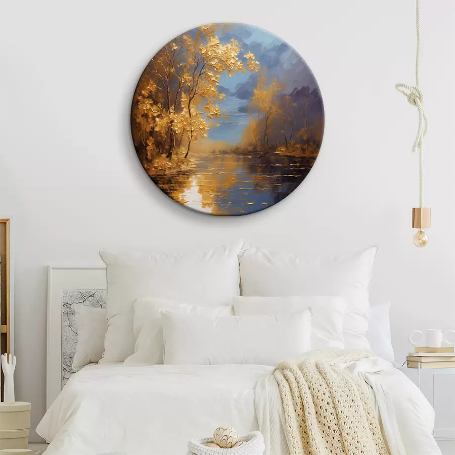 murales de pared Lago en el bosque otoñal r37804