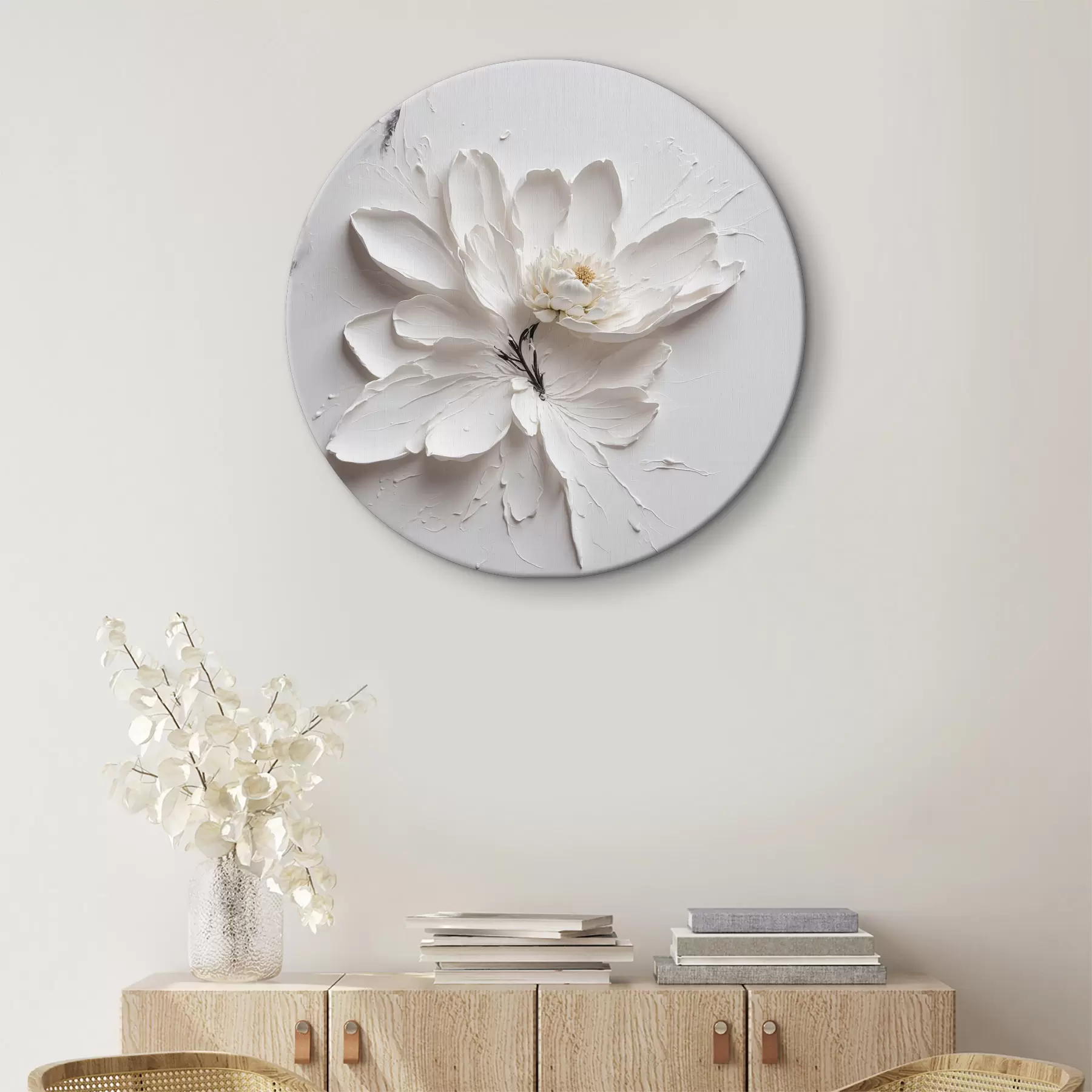 murales de pared Flor blanca al óleo r38303