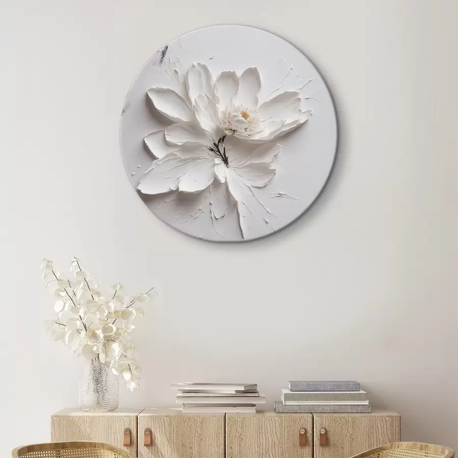 murales de pared Flor blanca al óleo r38303