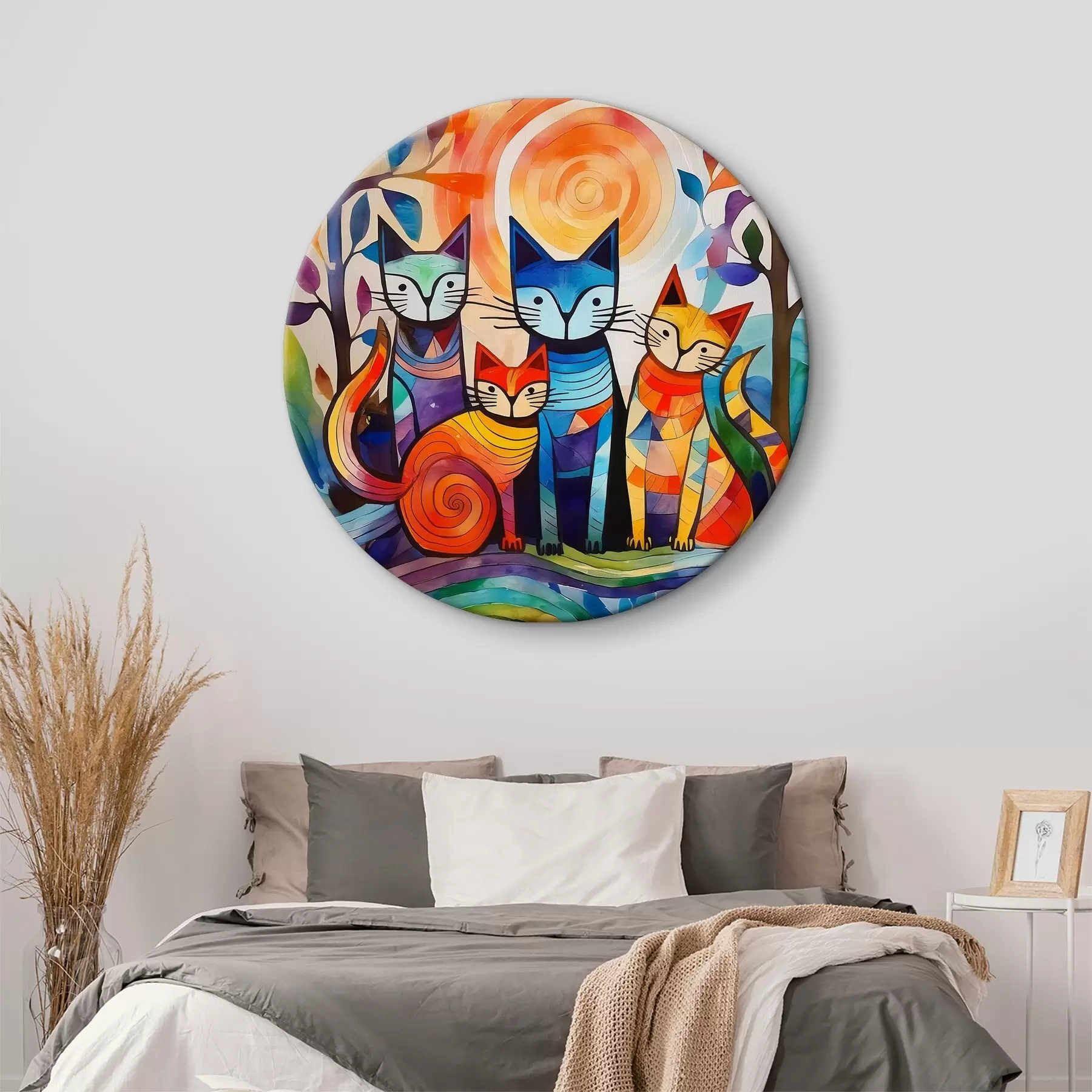 murales de pared Abstracción multicolor con gatos interesantes r38815