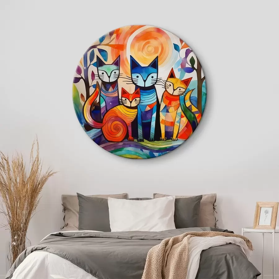 murales de pared Abstracción multicolor con gatos interesantes r38815