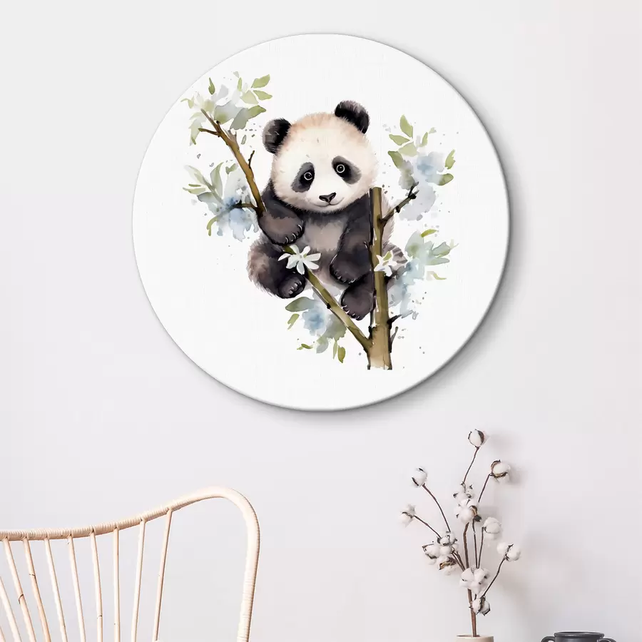 murales de pared Panda juguetón sentado entre flores r38924
