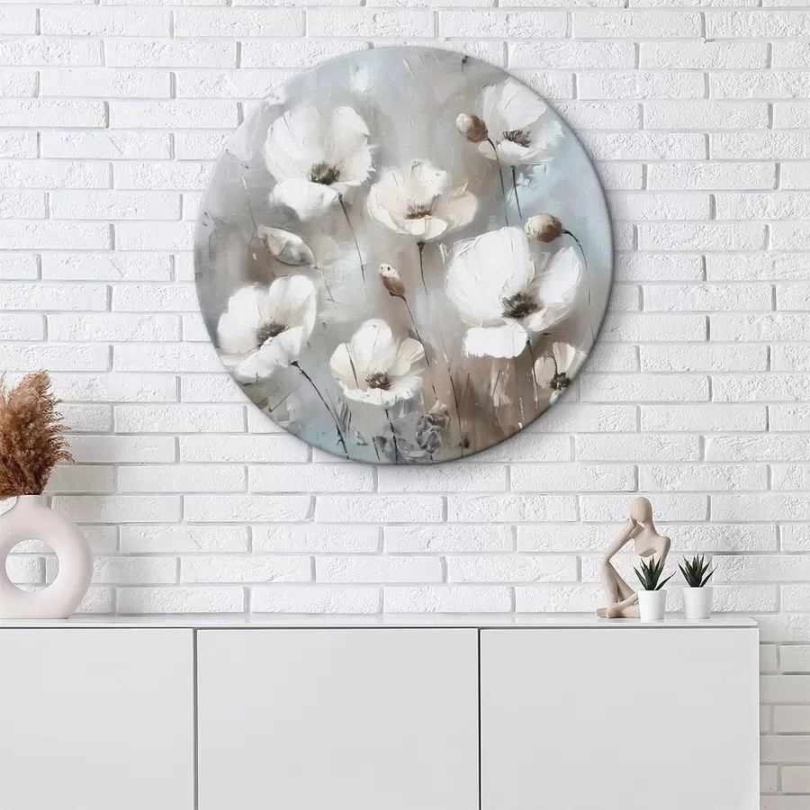 murales de pared Textura impresa de planta de flores silvestres blancas r38925