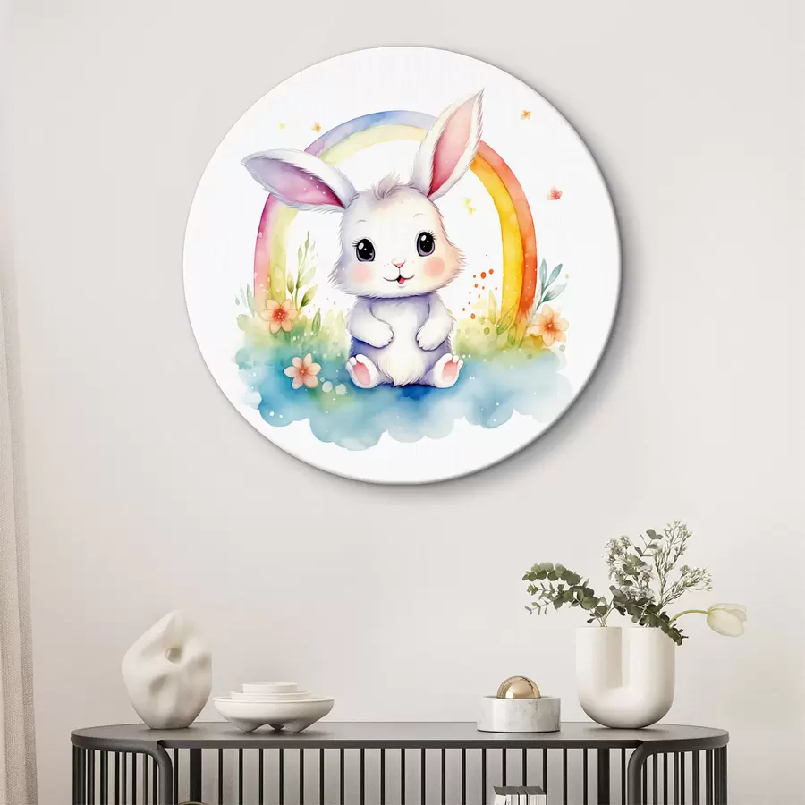 murales de pared Conejito bajo un caprichoso arco iris r38940