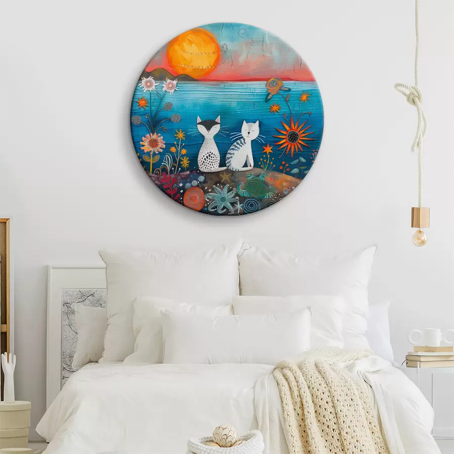 murales de pared Dos gatos mirando el amanecer r39085