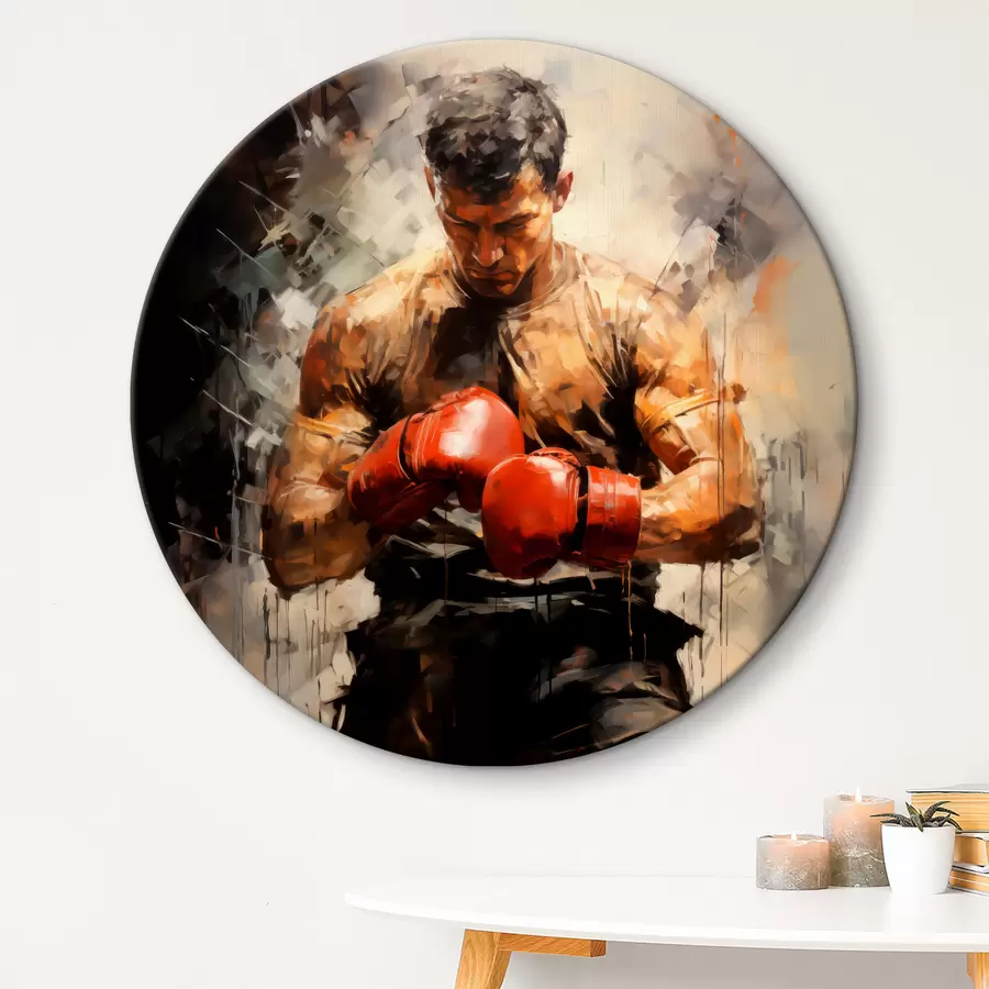 murales de pared Boxeador con guantes rojos pintura al óleo r39180