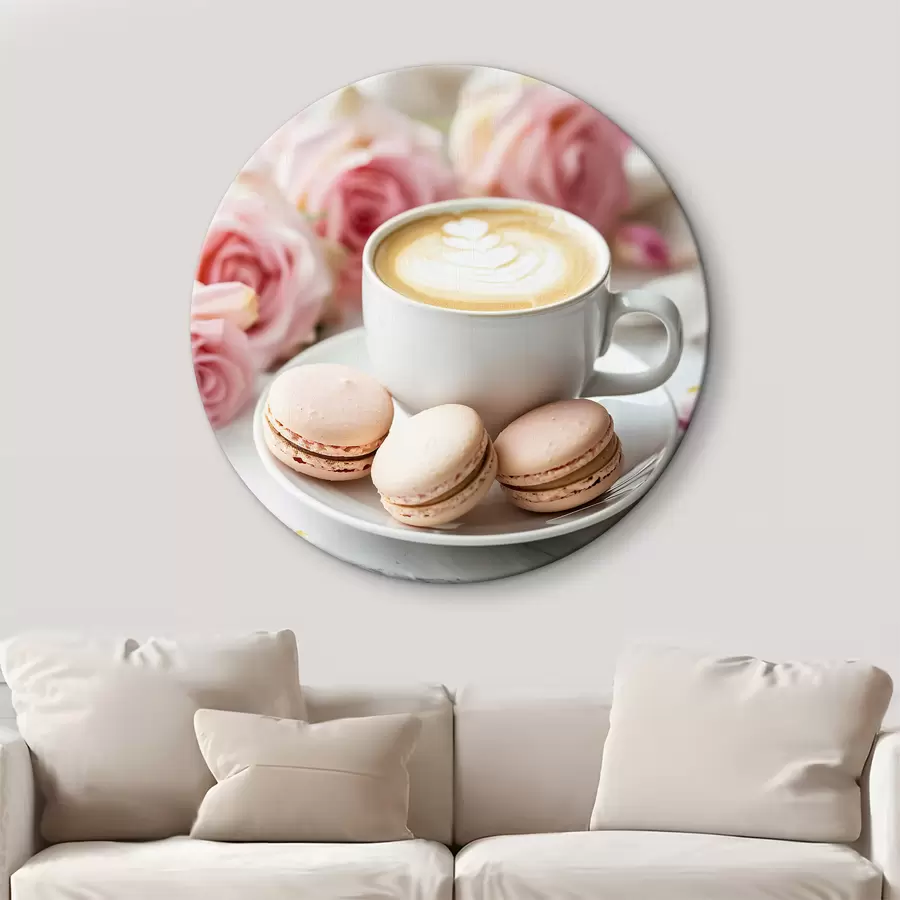 murales de pared Taza de café sobre un delicado fondo floral r39232