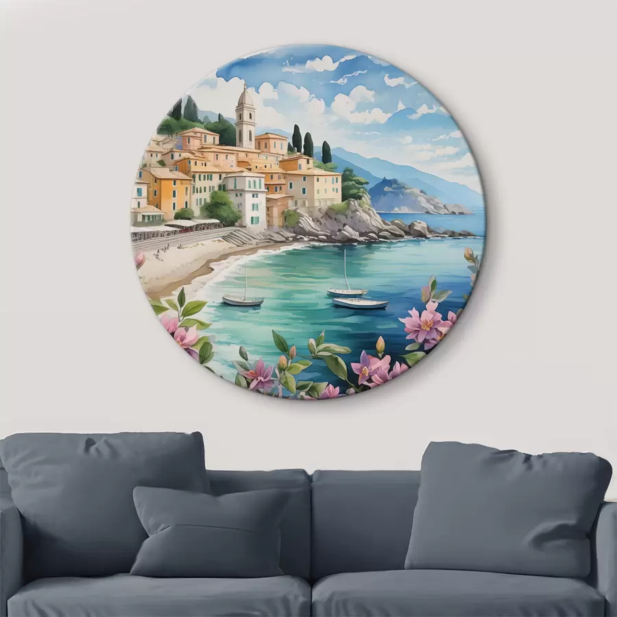 murales de pared un pueblo junto al mar en verano r39299