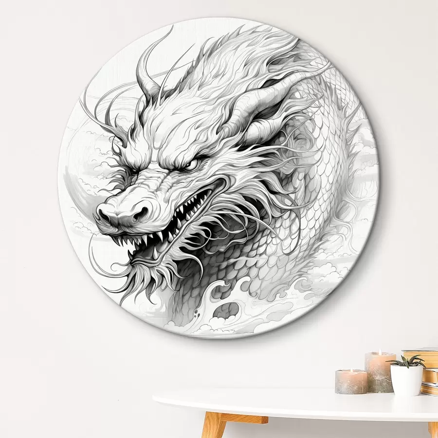 murales de pared Dibujo lineal de dragón de estilo chino monocromo r39563
