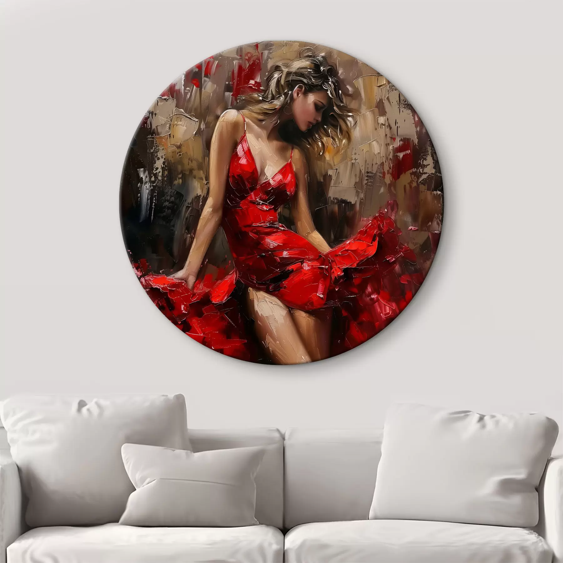 murales de pared Chica con un vestido rojo r39874