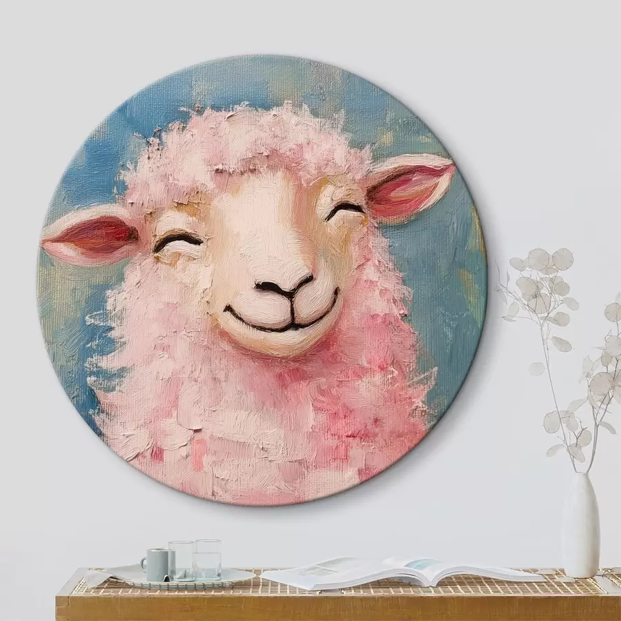 murales de pared Carnero alegre con lana rosa r39911