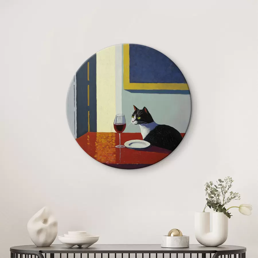 murales de pared Un gato y una copa de vino r39913