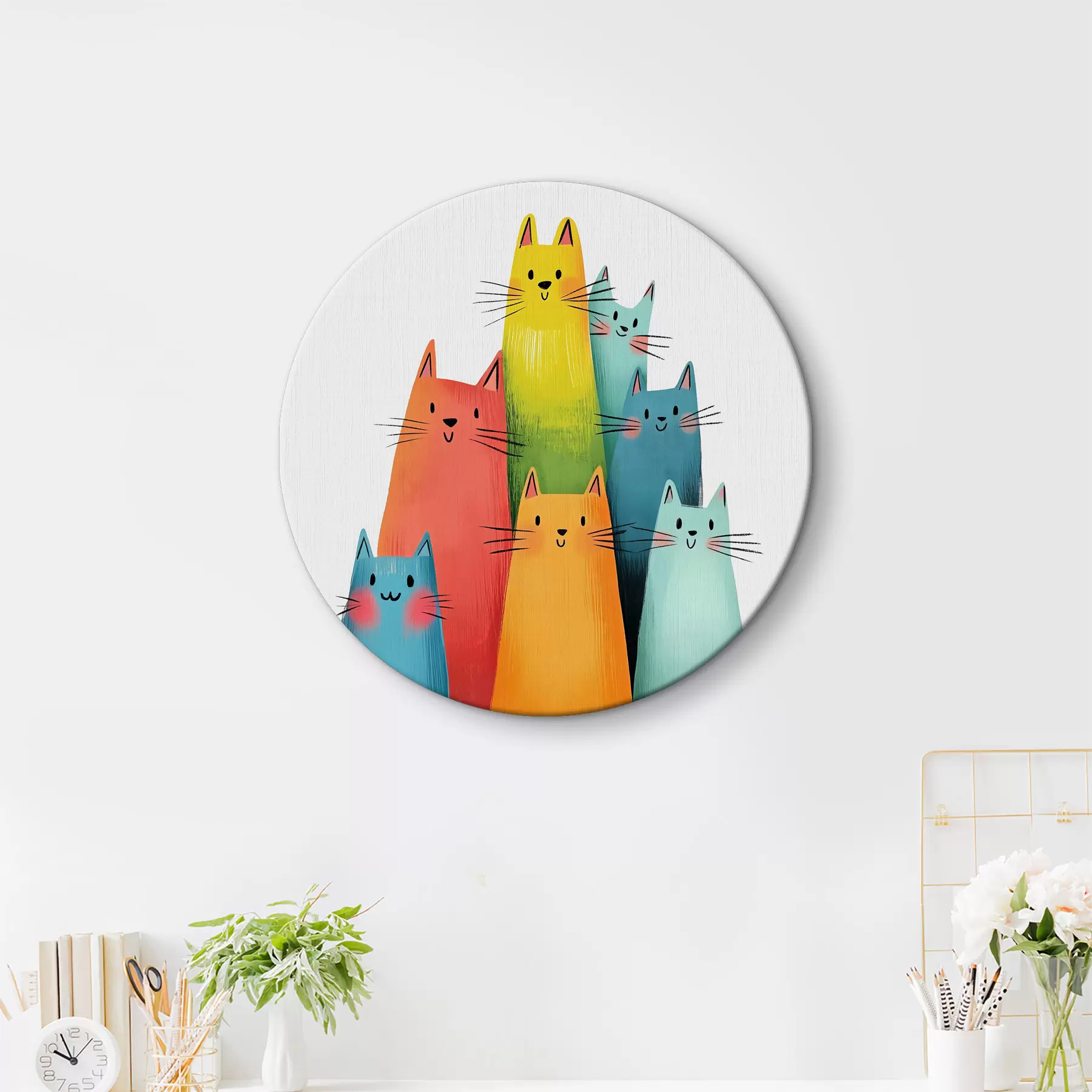 murales de pared Gatos multicolores abstractos r40041