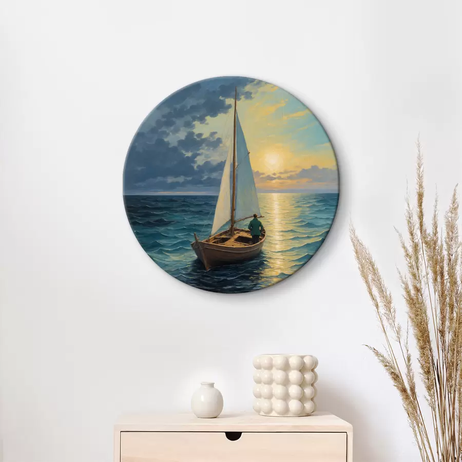 murales de pared Hombre flotando en el mar en un barco r40053