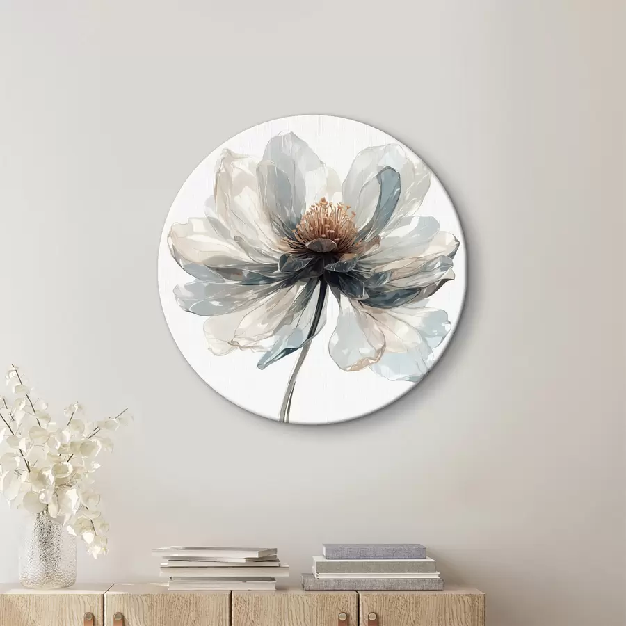 murales de pared Flor azul transparente sobre fondo blanco r40067