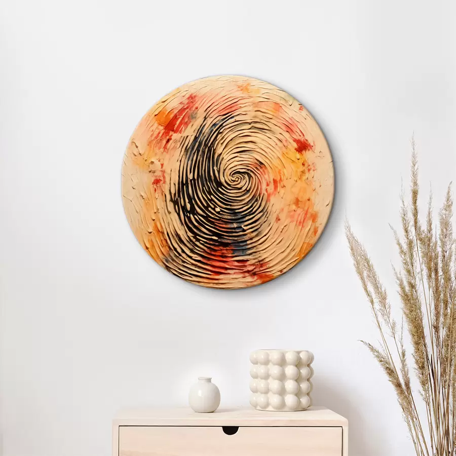 murales de pared Huella dactilar en pintura, color beige, rojo, naranja, amarillo, negro r40105