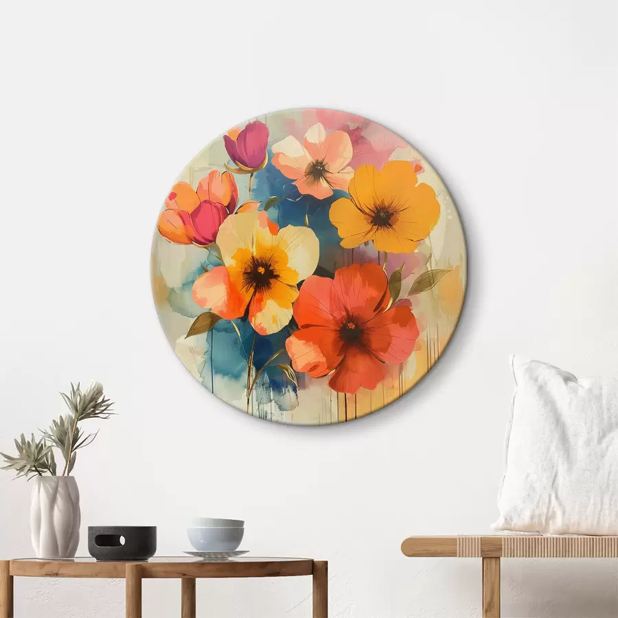 murales de pared Flores de acuarela sobre un fondo abstracto r40371