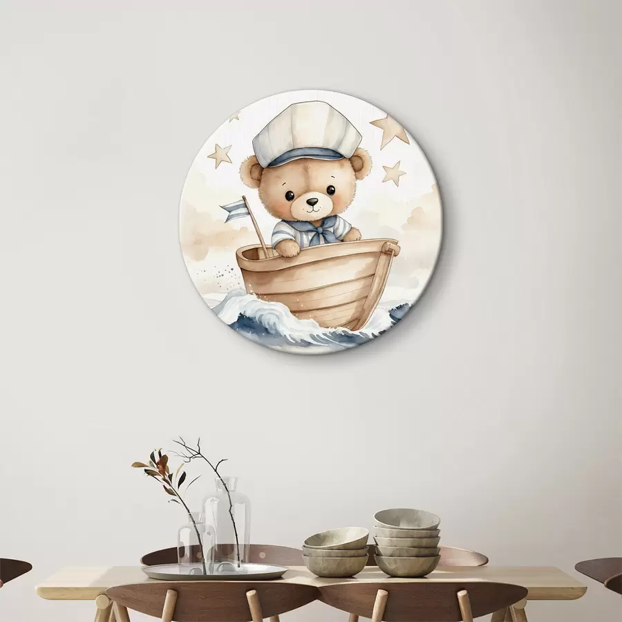 murales de pared Lindo oso de acuarela en un barco r40428