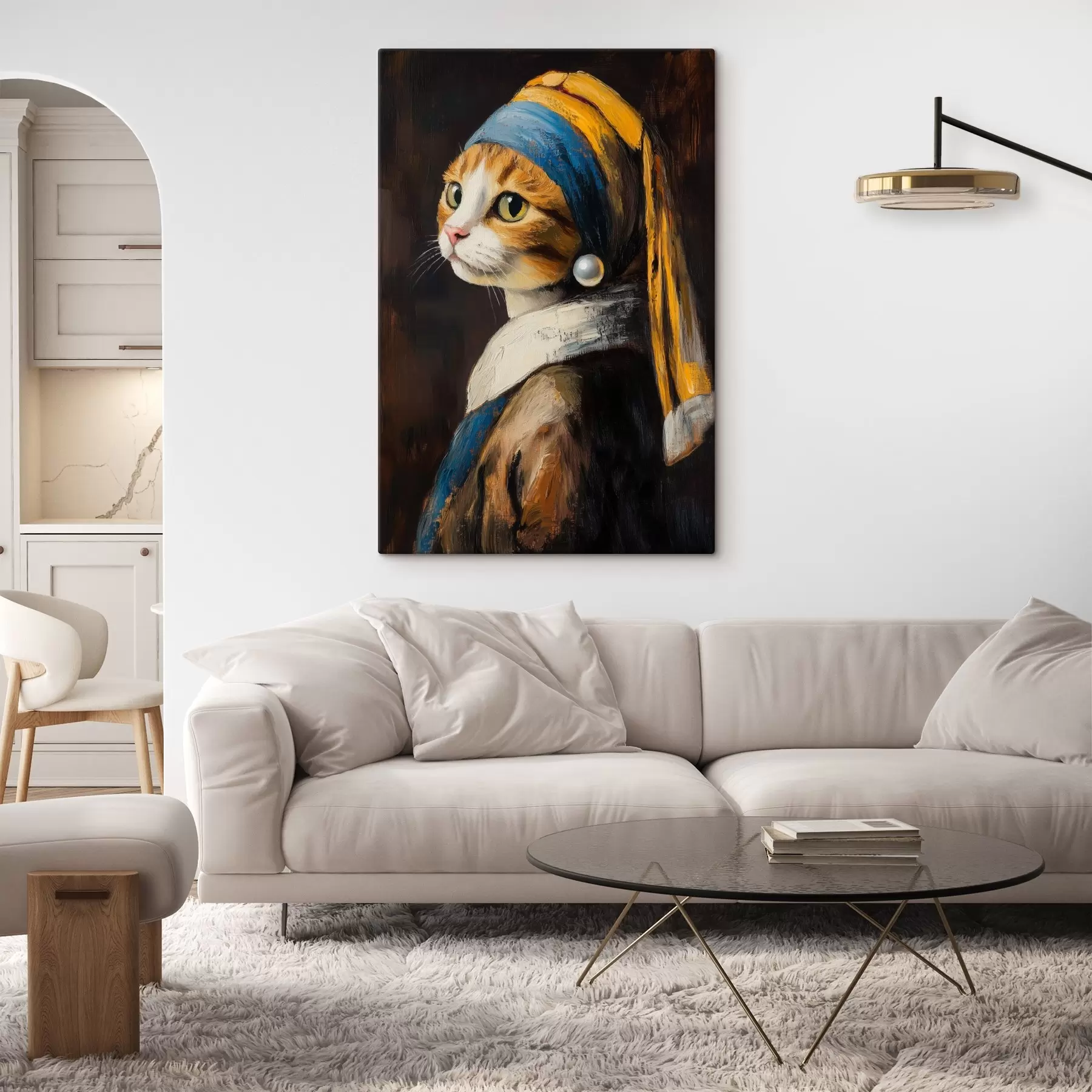 murales de pared Un gato con un pendiente de perla s42107