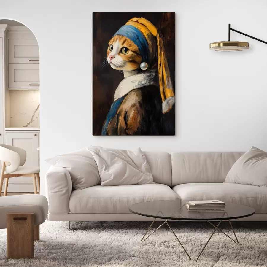 murales de pared Un gato con un pendiente de perla s42107